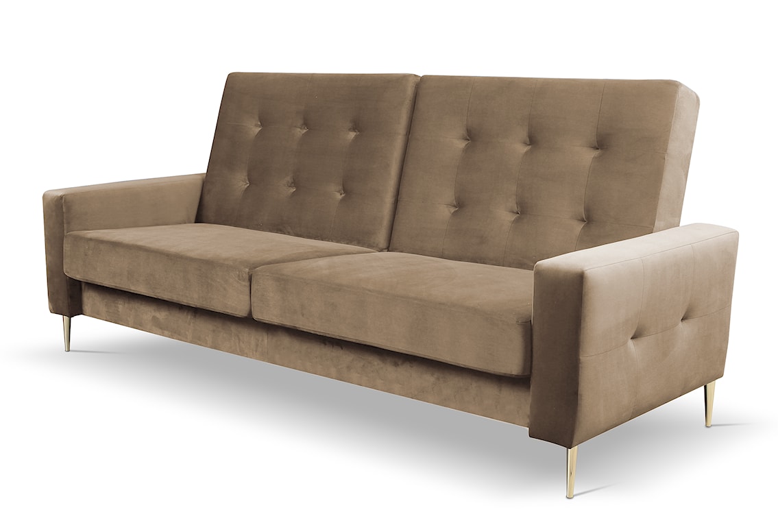 Komplet wypoczynkowy Santi sofa i dwa fotele beżowy w tkaninie hydrofobowej nogi złote  - zdjęcie 4