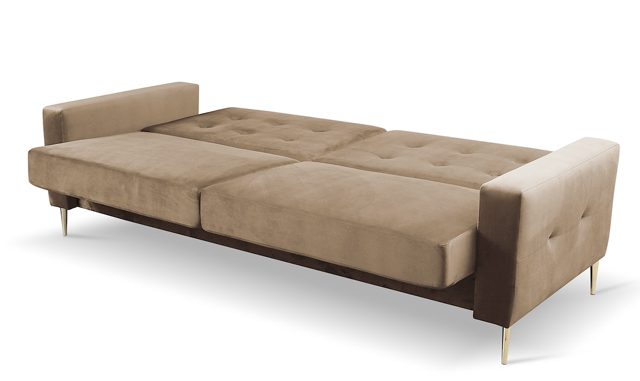 Komplet wypoczynkowy Santi sofa i dwa fotele beżowy w tkaninie hydrofobowej nogi złote  - zdjęcie 9