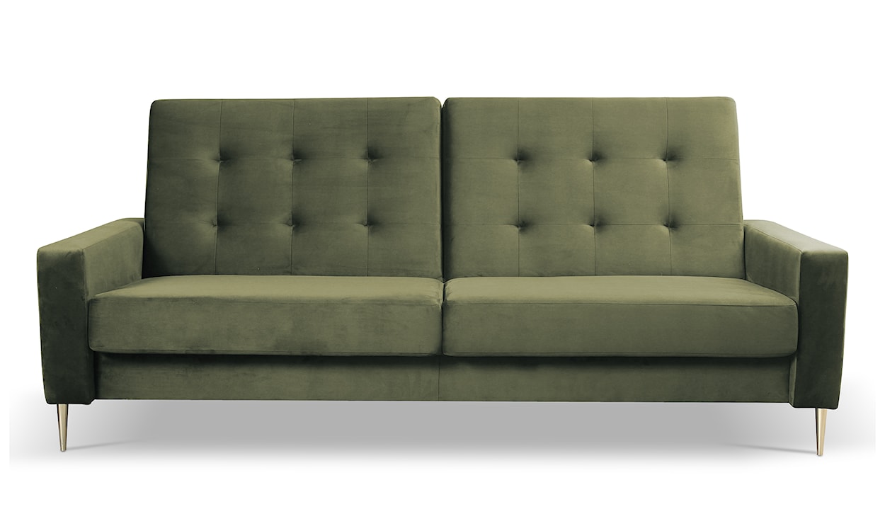 Komplet wypoczynkowy Santi sofa i dwa fotele oliwkowy w tkaninie hydrofobowej nogi złote  - zdjęcie 3
