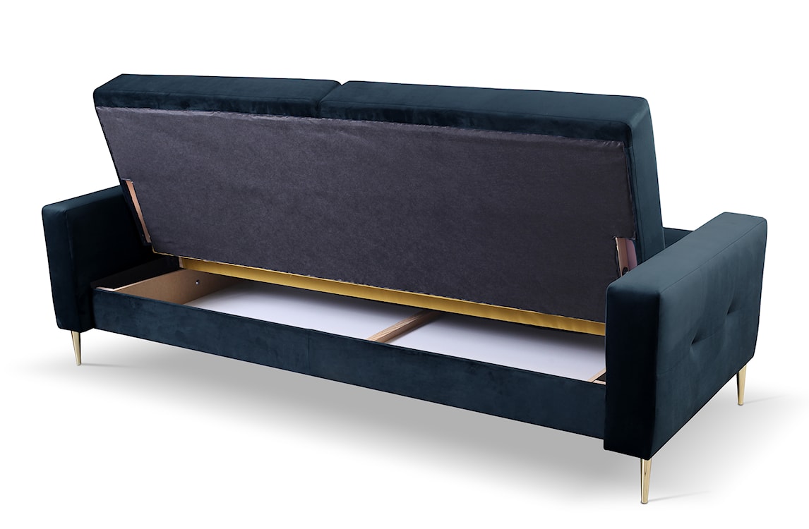 Komplet wypoczynkowy Santi sofa i dwa fotele granatowy w tkaninie hydrofobowej nogi złote  - zdjęcie 8