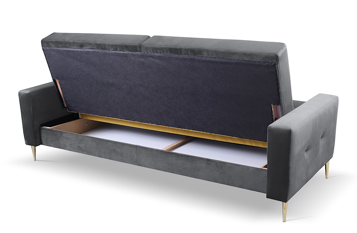 Komplet wypoczynkowy Santi sofa i dwa fotele szary w tkaninie hydrofobowej nogi złote  - zdjęcie 8