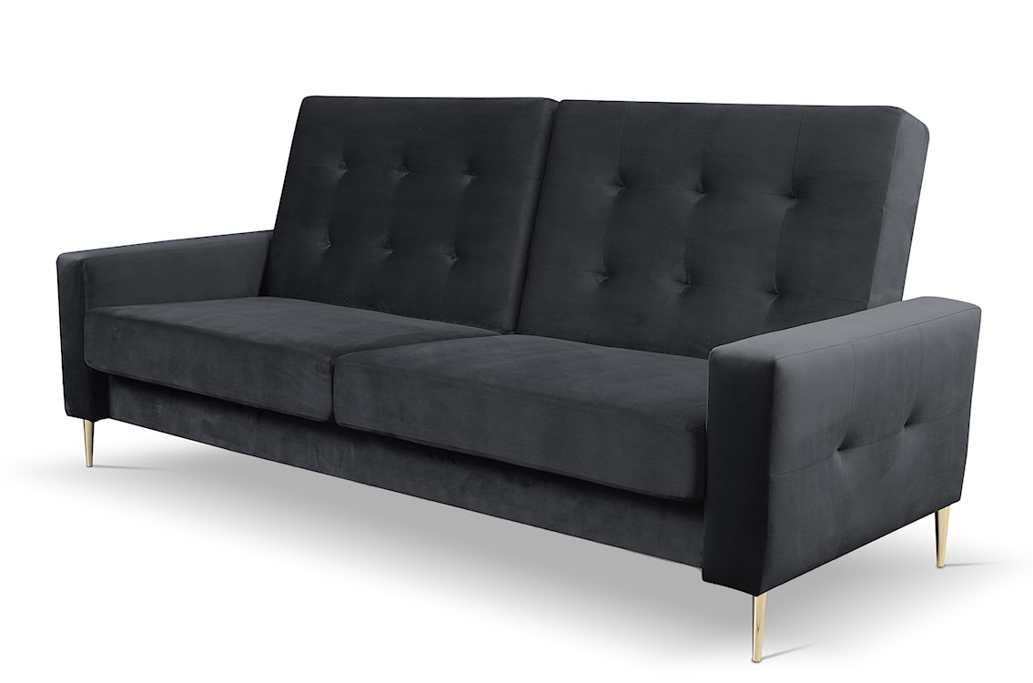 Komplet wypoczynkowy Santi sofa i dwa fotele ciemnoszary w tkaninie hydrofobowej nogi złote  - zdjęcie 4