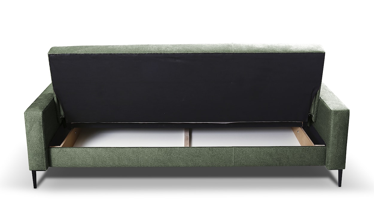Wersalka trzyosobowa Rianti jasnozielona z pojemnikiem w tkaninie hydrofobowej welur nogi czarne  - zdjęcie 4