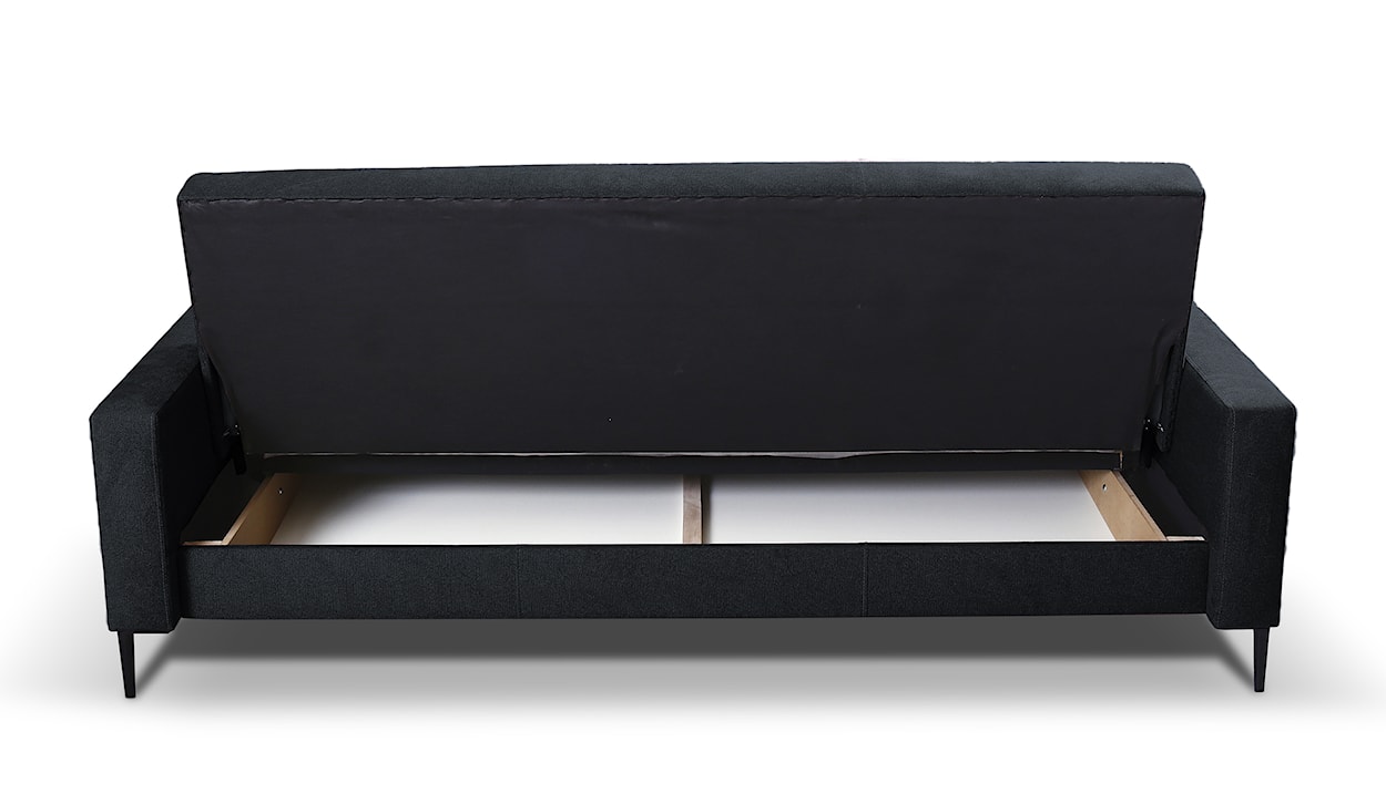 Wersalka trzyosobowa Rianti antracyt z pojemnikiem w tkaninie hydrofobowej welur nogi czarne  - zdjęcie 4
