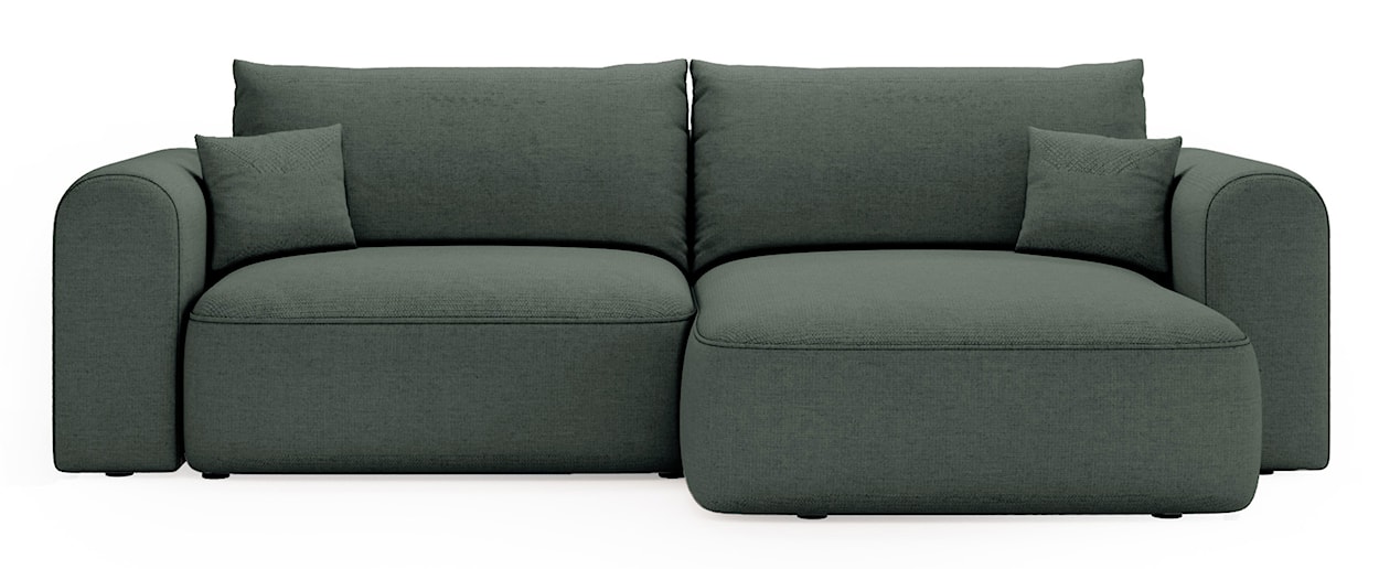 Narożnik z funkcją spania Sollano L-kształtny z pojemnikiem uniwersalny ciemnozielony szenil łatwoczyszący  - zdjęcie 4