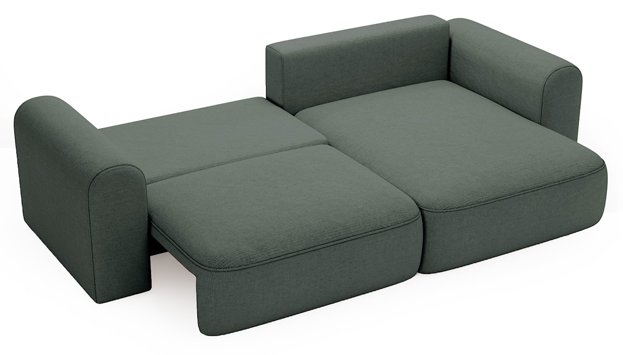 Narożnik z funkcją spania Sollano L-kształtny z pojemnikiem uniwersalny ciemnozielony szenil łatwoczyszący  - zdjęcie 5