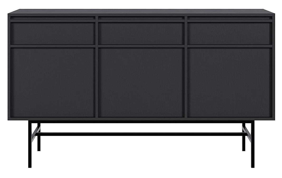 Komoda trzydrzwiowa Evo z szufladami i stelażem 154 cm Czarna  - zdjęcie 6