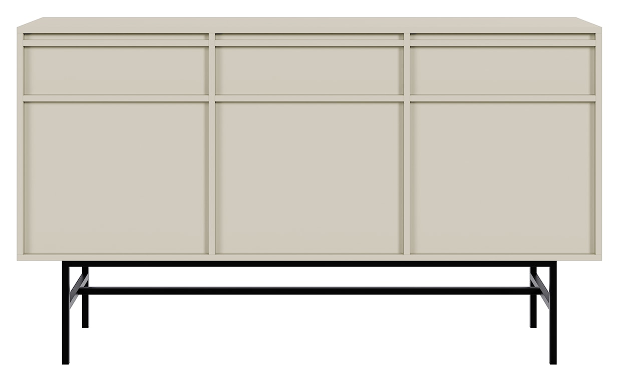 Komoda trzydrzwiowa Evo z szufladami i stelażem 154 cm Szary beż  - zdjęcie 5