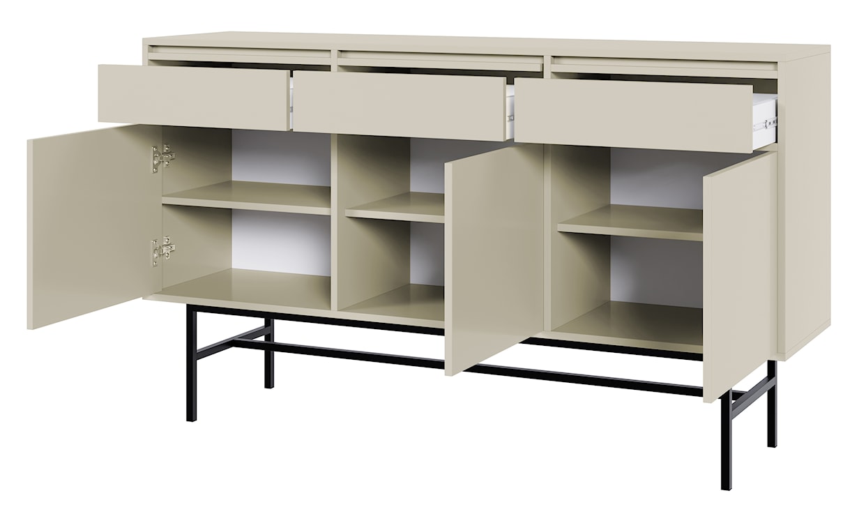 Komoda trzydrzwiowa Evo z szufladami i stelażem 154 cm kaszmir  - zdjęcie 7