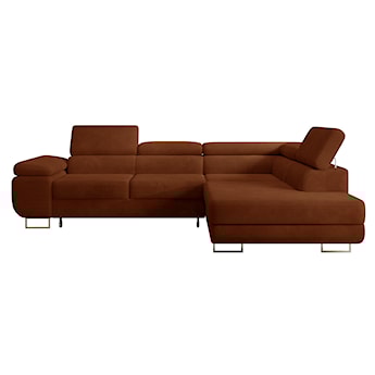 Narożnik z funkcją spania Stevil L-kształtny z pojemnikiem miedziany sztruks prawostronny