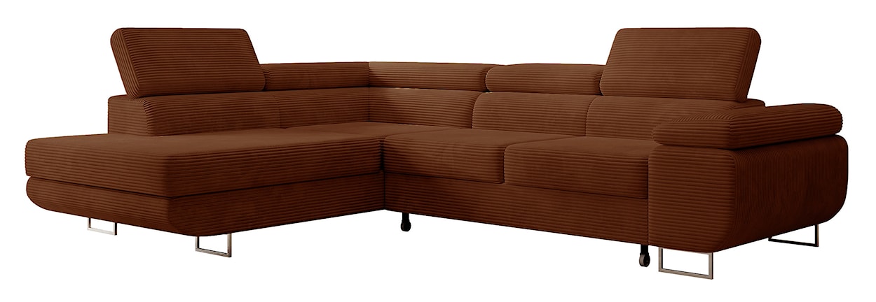 Narożnik z funkcją spania Stevil L-kształtny z pojemnikiem miedziany sztruks lewostronny  - zdjęcie 9