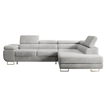 Narożnik z funkcją spania Stevil L-kształtny z pojemnikiem jasnoszary sztruks prawostronny