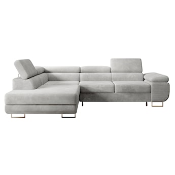 Narożnik z funkcją spania Stevil L-kształtny z pojemnikiem jasnoszary sztruks lewostronny