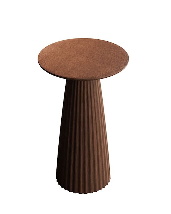 Stolik wysoki okrągły Cavats średnica 40 cm suar brązowy ryflowana podstawa  - zdjęcie 3