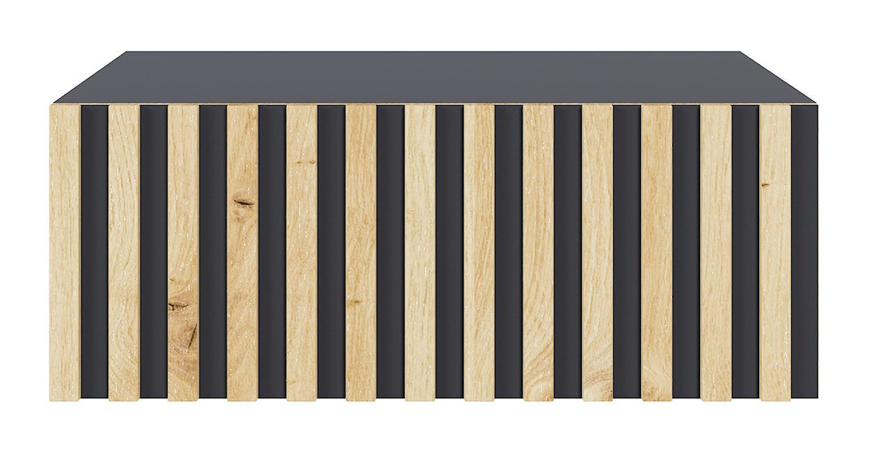 Szafka nocna wisząca Telire 50 cm z szufladą i lamelowym frontem czarna/dąb artisan  - zdjęcie 5
