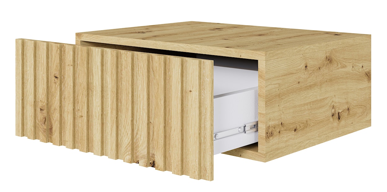 Szafka nocna wisząca Telire 50 cm z szufladą i lamelowym frontem dąb artisan  - zdjęcie 7
