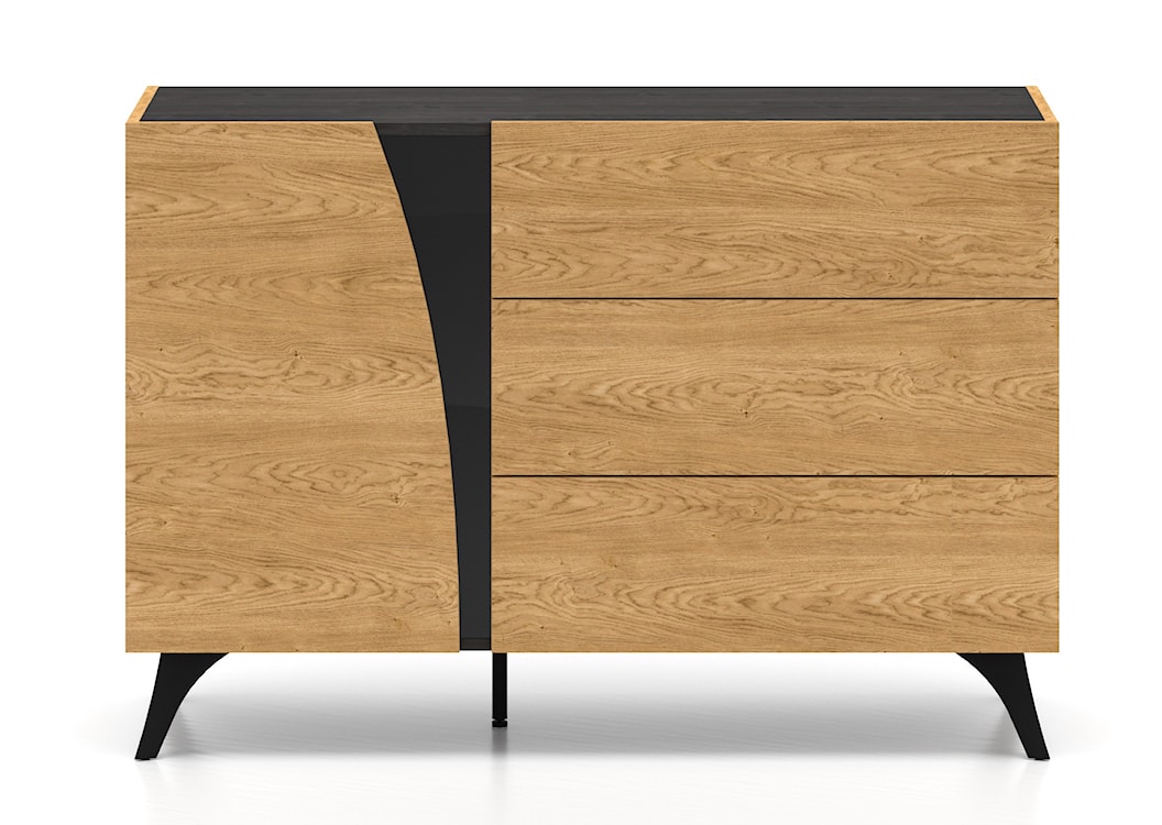 Komoda jednodrzwiowa Toscania z trzema szufladami 120 cm dąb baltic dune/jesion portland czarny  - zdjęcie 4