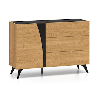 Komoda jednodrzwiowa Toscania z trzema szufladami 120 cm dąb baltic dune/jesion portland czarny