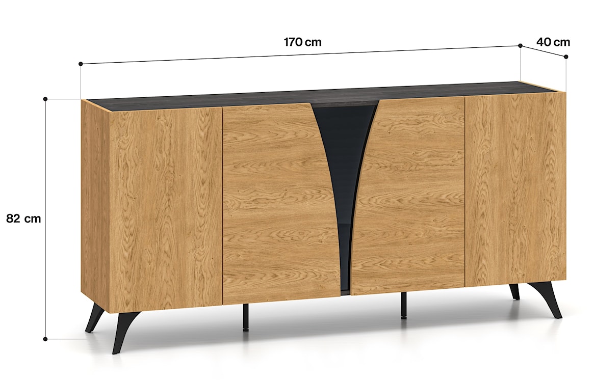 Komoda pięciodrzwiowa Toscania 170 cm dąb baltic dune/jesion portland czarny  - zdjęcie 9