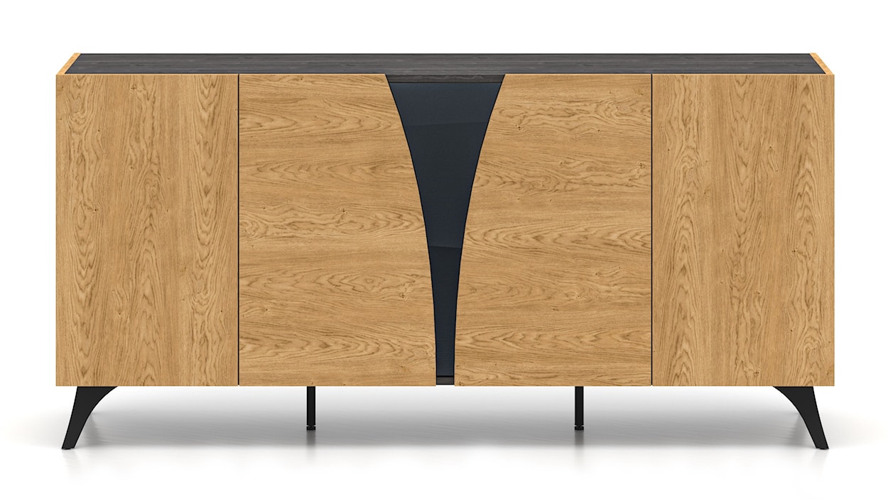 Komoda pięciodrzwiowa Toscania 170 cm dąb baltic dune/jesion portland czarny  - zdjęcie 4