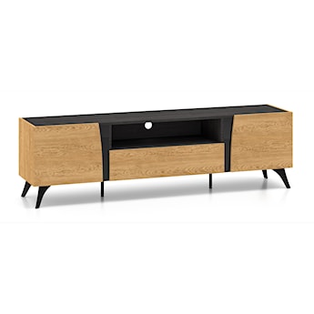 Szafka RTV dwudrzwiowa Toscania z szufladą i wnęką 180 cm dąb baltic dune/jesion portland czarny