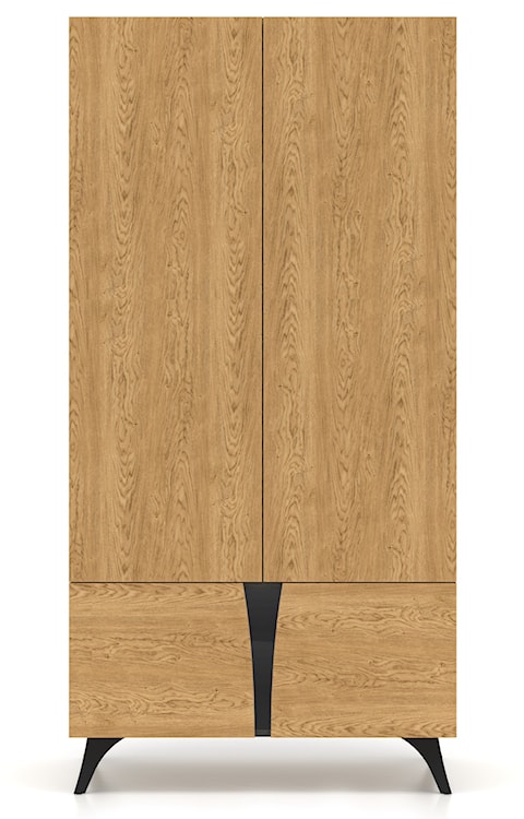Szafa czterodrzwiowa Toscania z drążkiem i półkami 95 cm dąb baltic dune/jesion portland czarny  - zdjęcie 4