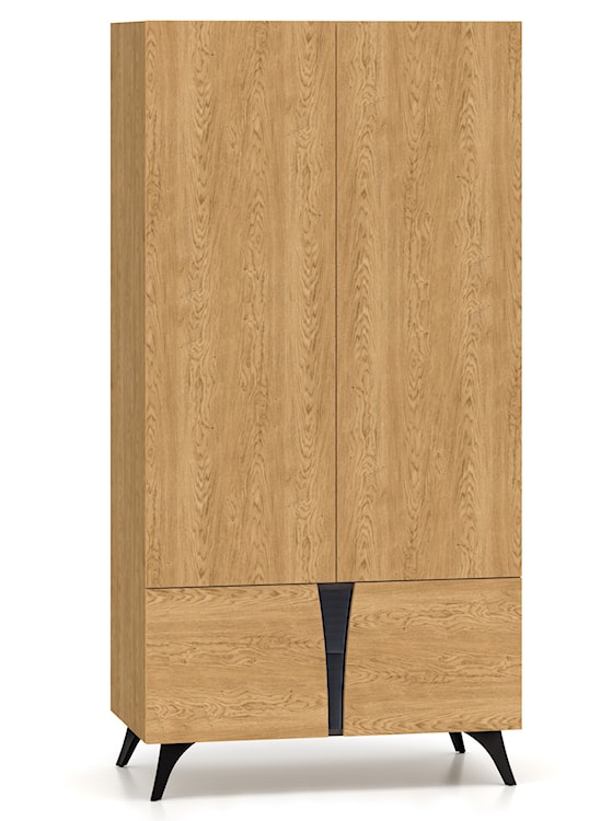 Szafa czterodrzwiowa Toscania z drążkiem i półkami 95 cm dąb baltic dune/jesion portland czarny 