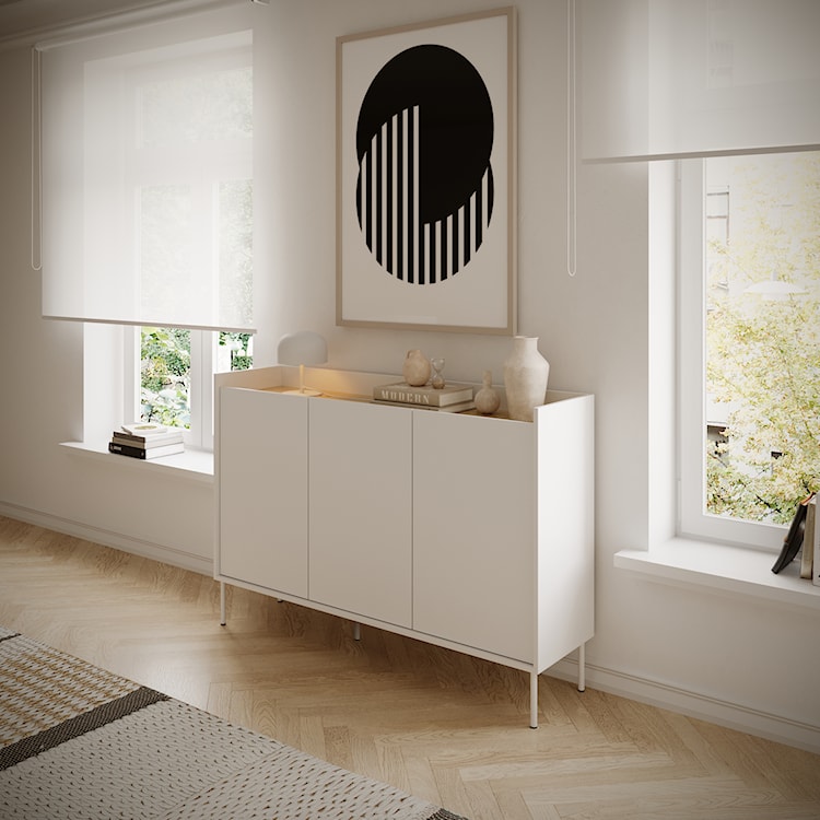 Komoda trzydrzwiowa Tovi 140 cm biała/dąb lindberg  - zdjęcie 2