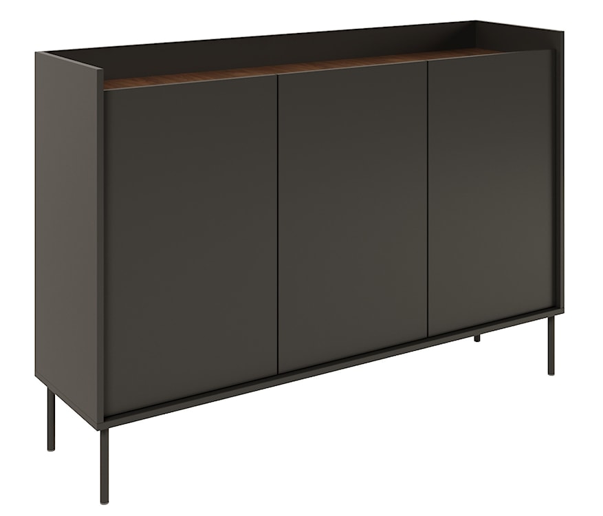 Komoda trzydrzwiowa Tovi 140 cm czarny/orzech wisconsin 