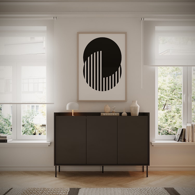 Komoda trzydrzwiowa Tovi 140 cm czarny/orzech wisconsin  - zdjęcie 6