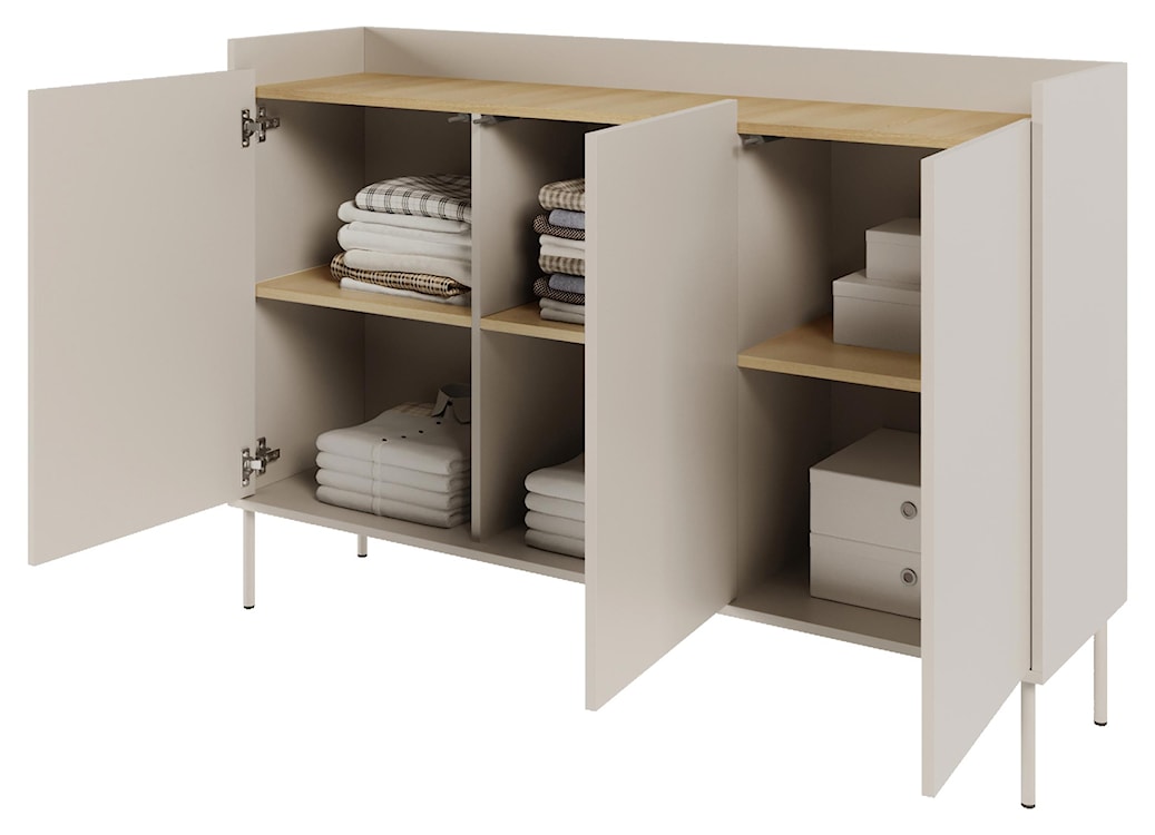 Komoda trzydrzwiowa Tovi 140 cm kaszmir/dąb lindberg  - zdjęcie 8