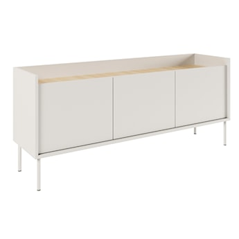 Szafka RTV Tovi trzydrzwiowa 140 cm biała/dąb lindberg