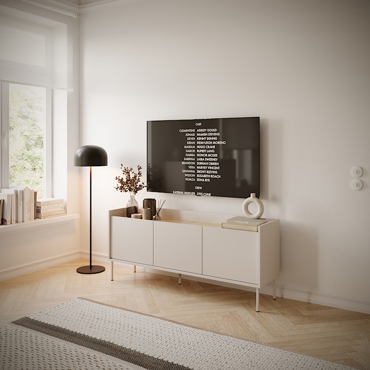 Szafka RTV Tovi trzydrzwiowa 140 cm kaszmir/dąb lindberg  - zdjęcie 2