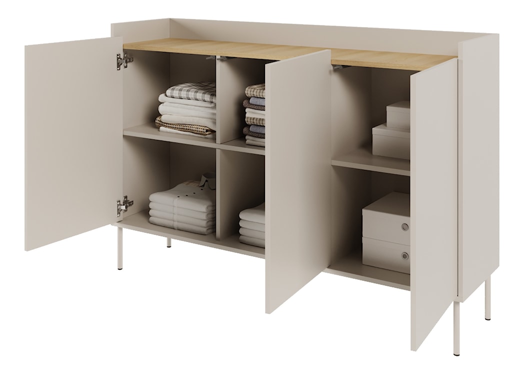 Komoda trzydrzwiowa Tovi 140 cm kaszmir/dąb lindberg  - zdjęcie 6