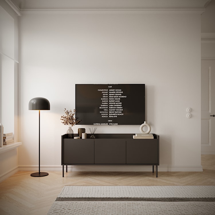 Szafka RTV Tovi trzydrzwiowa 140 cm czarny/orzech wisconsin  - zdjęcie 5