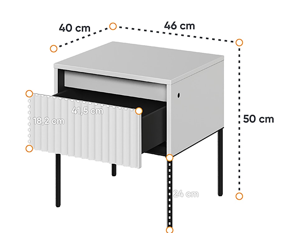 Szafka nocna Trend 46 cm z LED Biała  - zdjęcie 4