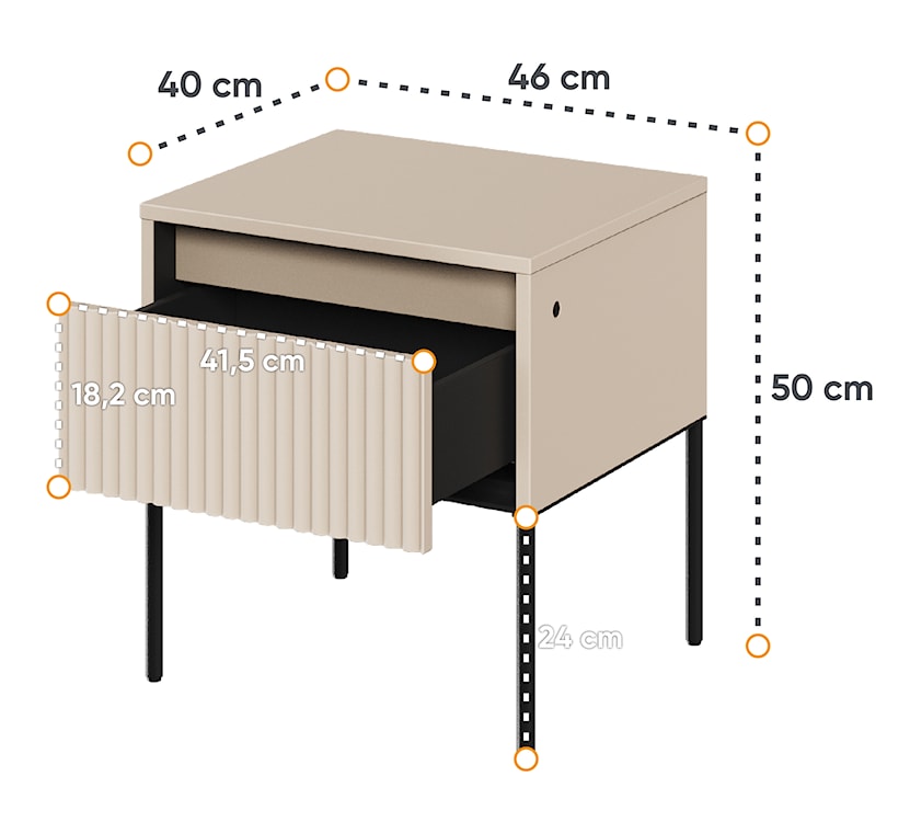 Szafka nocna Trend 46 cm z LED Beżowa  - zdjęcie 4