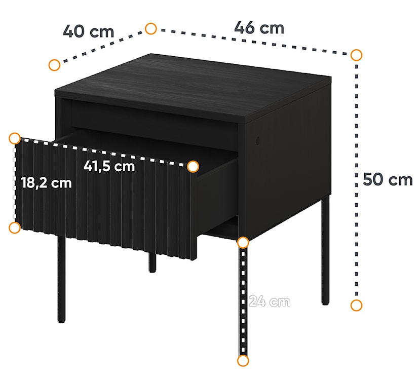 Szafka nocna Trend 46 cm z LED Czarna  - zdjęcie 5