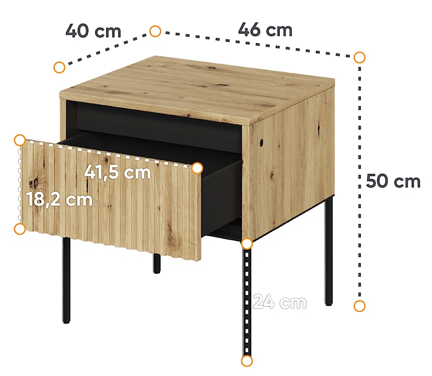 Szafka nocna Trend 46 cm z LED Dąb artisan  - zdjęcie 4