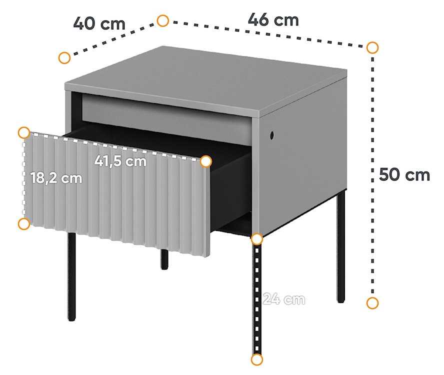 Szafka nocna Trend 46 cm z LED Szara  - zdjęcie 4