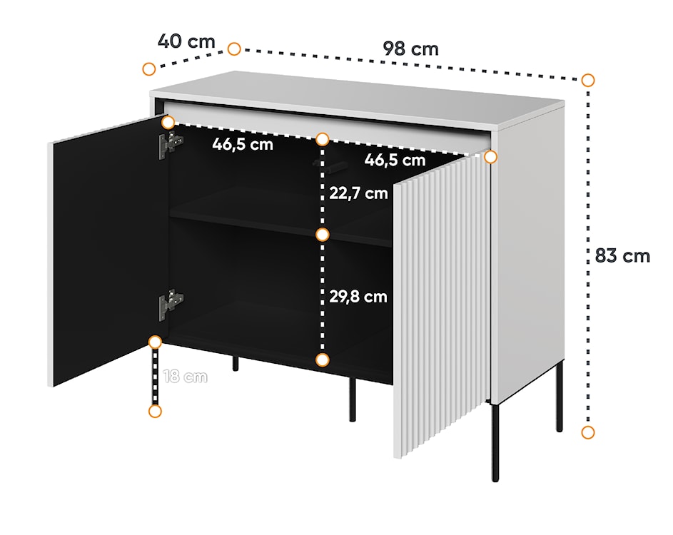 Komoda dwudrzwiowa Trend 98 cm z LED Biała  - zdjęcie 4