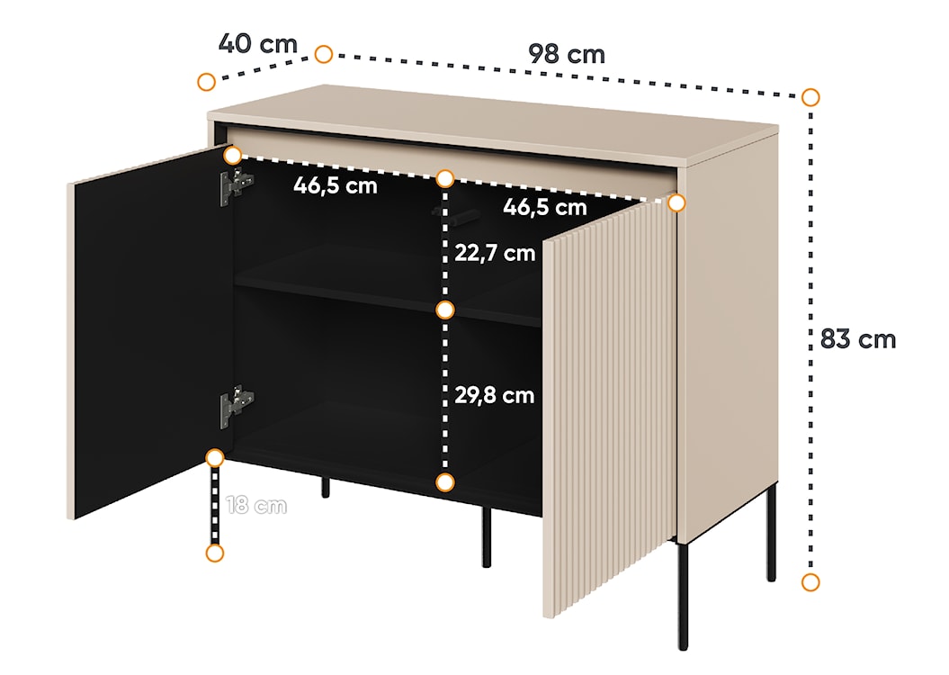 Komoda dwudrzwiowa Trend 98 cm z LED Beżowa  - zdjęcie 4