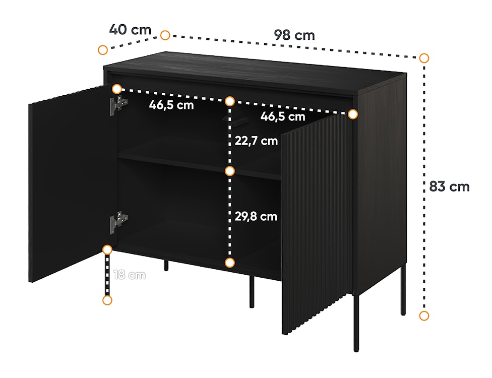 Komoda dwudrzwiowa Trend 98 cm z LED Czarna  - zdjęcie 5