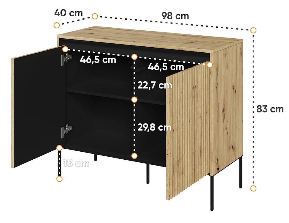 Komoda dwudrzwiowa Trend 98 cm z LED Dąb artisan  - zdjęcie 6