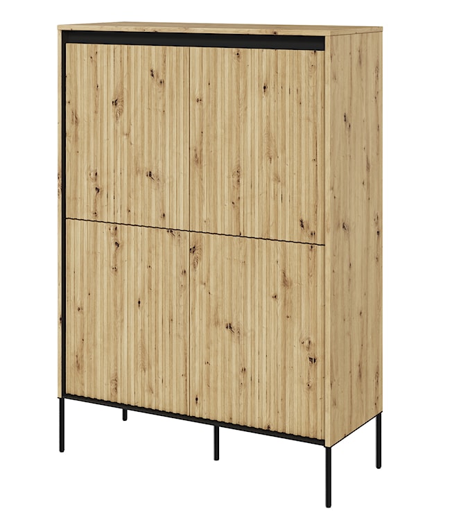Komoda czterodrzwiowa Trend wysoka 98 cm z LED Dąb artisan