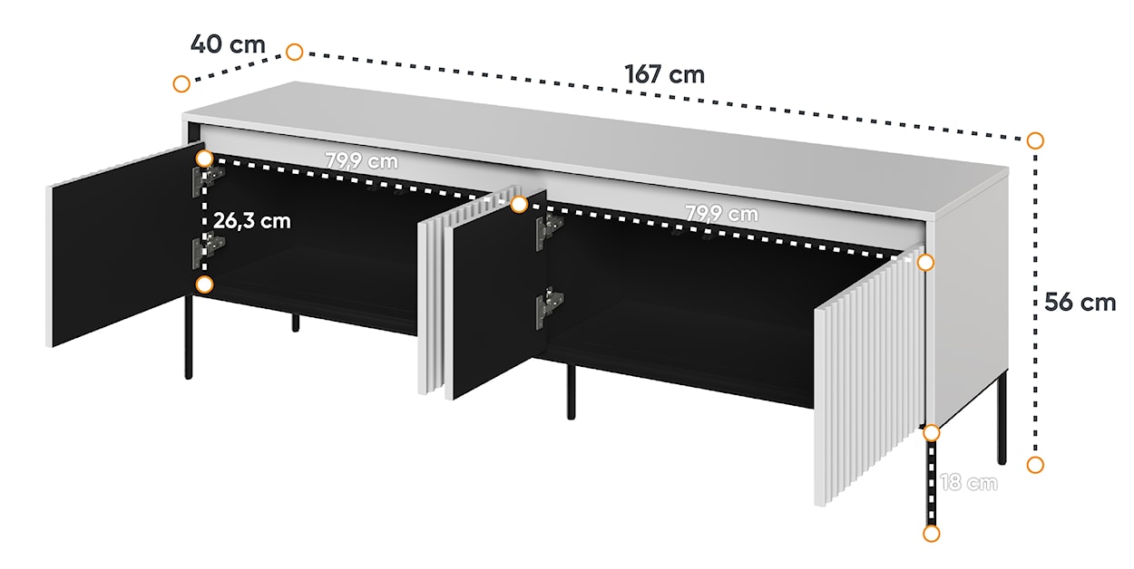 Szafka RTV Trend 167 cm z LED Biała  - zdjęcie 4