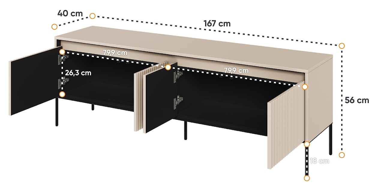 Szafka RTV Trend 167 cm z LED Beżowa  - zdjęcie 5