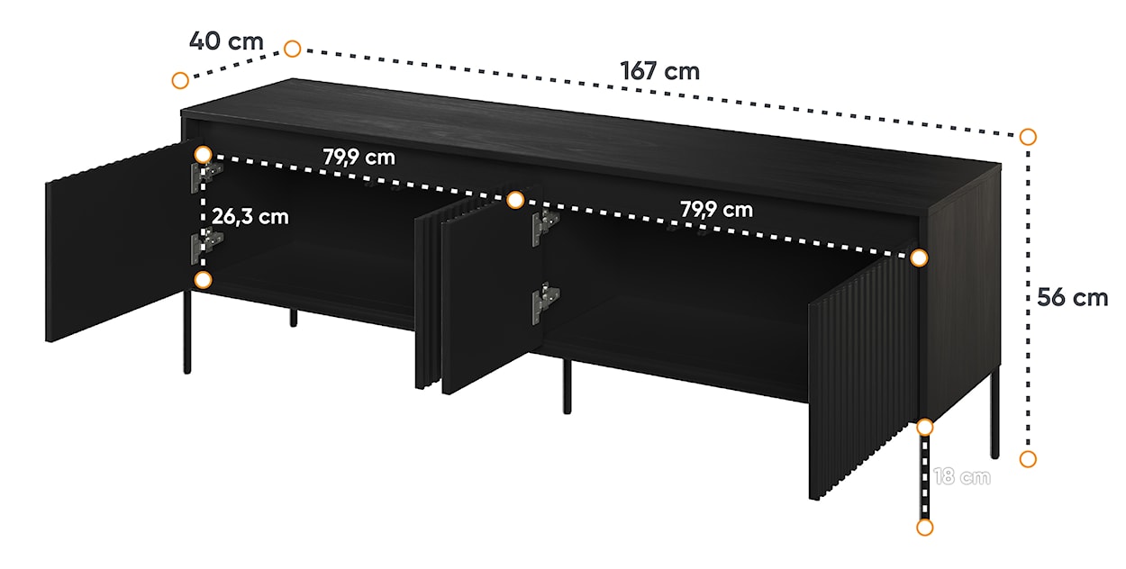 Szafka RTV Trend 167 cm z LED Czarna  - zdjęcie 6