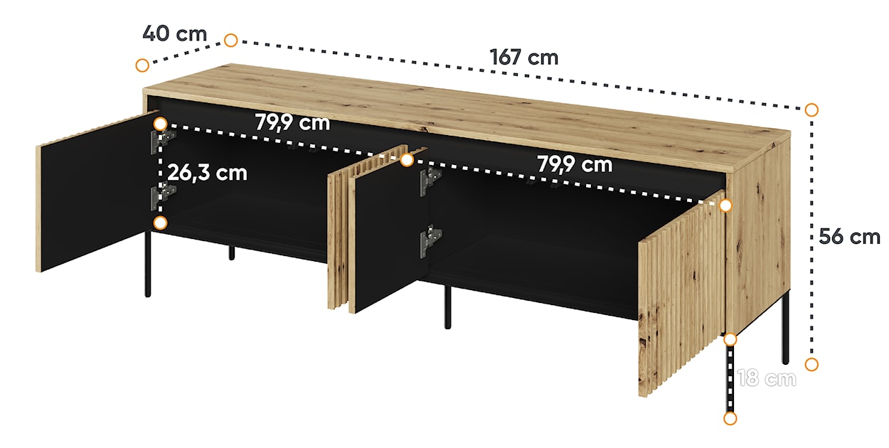 Szafka RTV Trend 167 cm z LED Dąb artisan  - zdjęcie 4