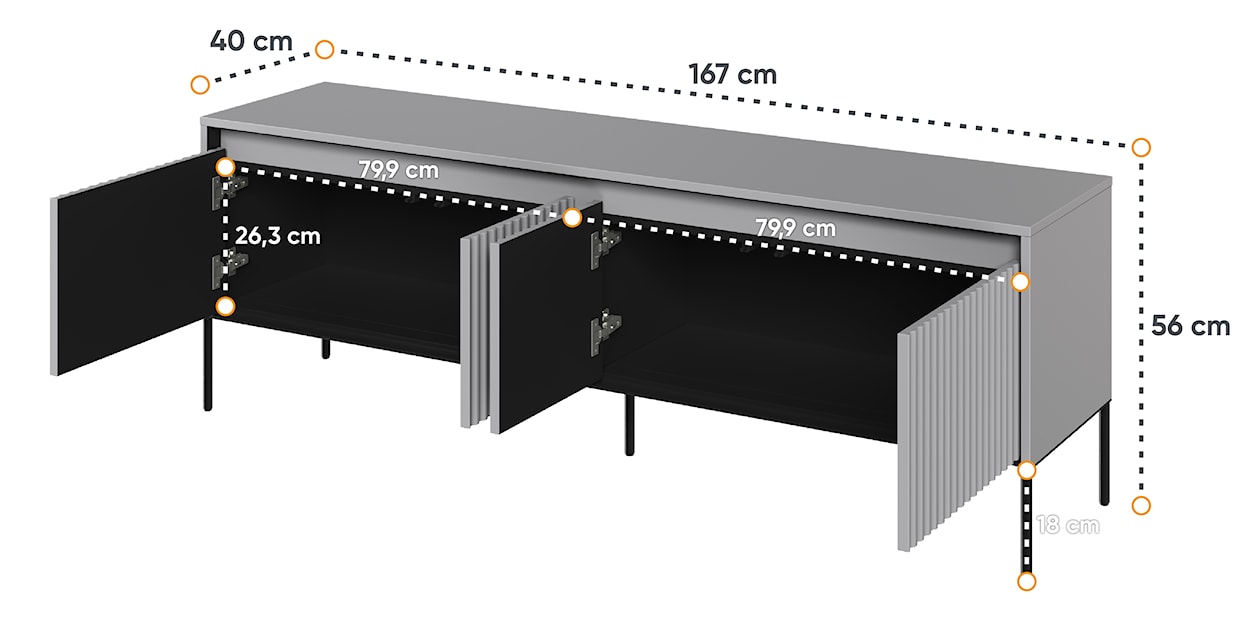 Szafka RTV Trend 167 cm z LED Szara  - zdjęcie 5